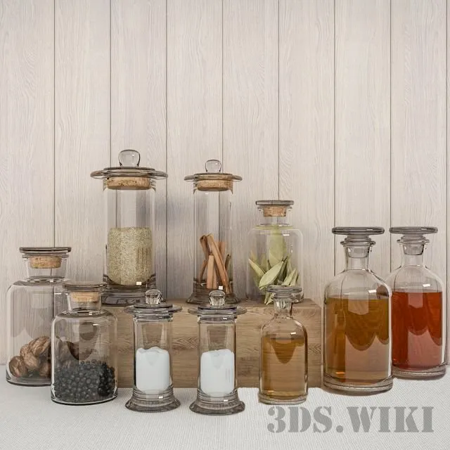 kitchen – Spices set in jars 3ds Max