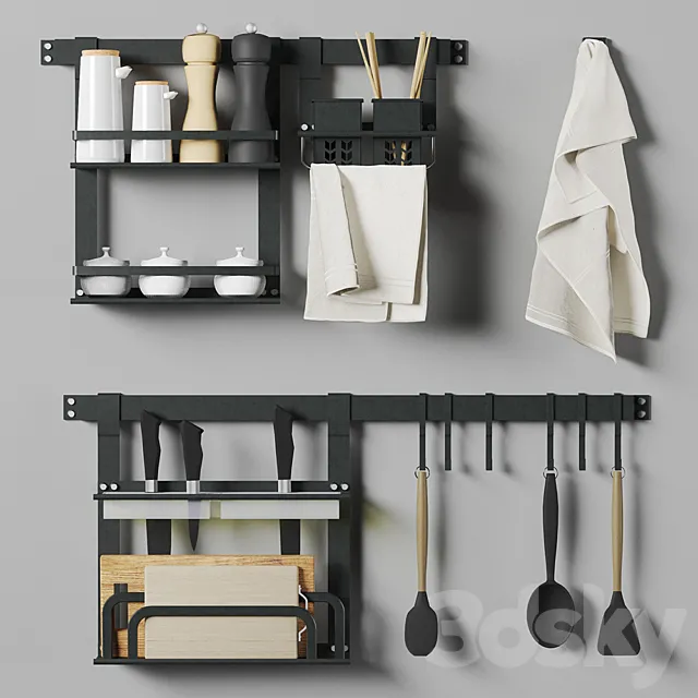 Kitchen storage system with decor 3ds Max