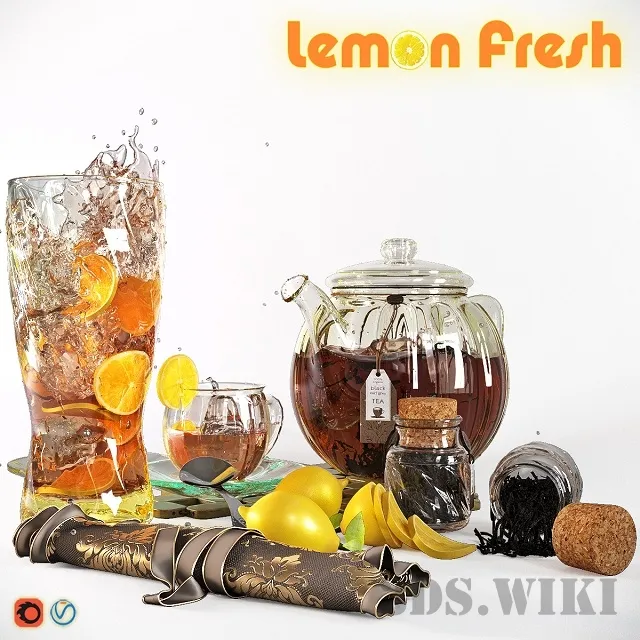 kitchen – Tea set and Laimon Fresh 3ds Max