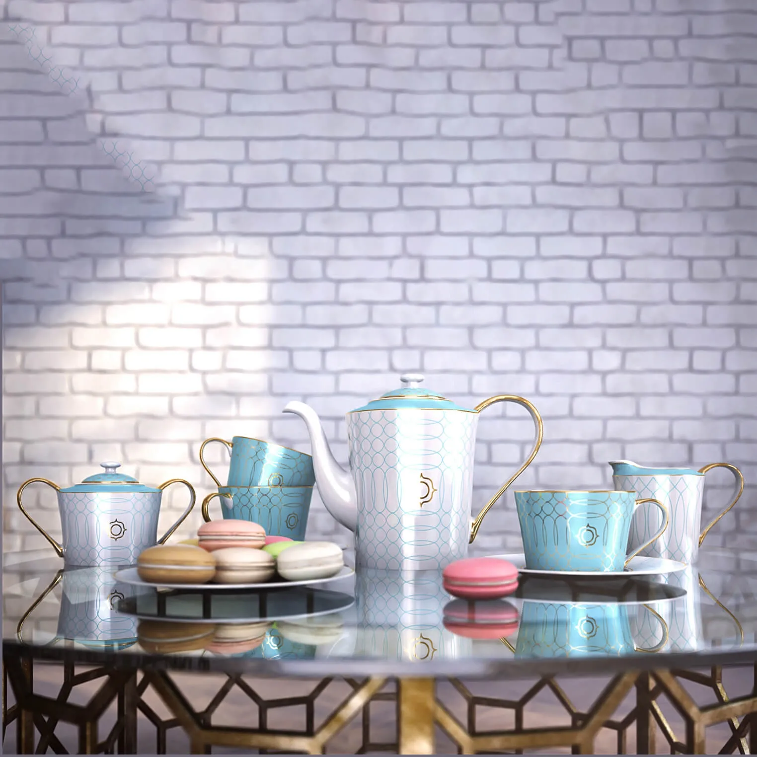 kitchen – Tea set Turquoise Veil 01 3ds Max