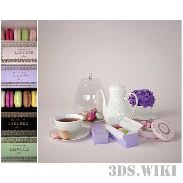 kitchen – Tea set with sweets 3ds Max
