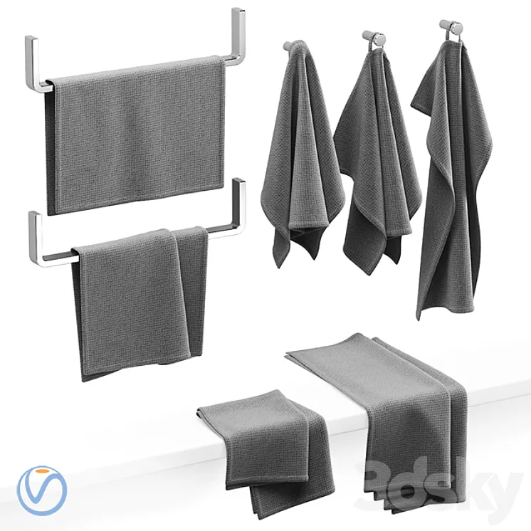 KITCHEN TOWELS GRAY 3DS Max