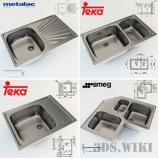 kitchen – Various kitchen sinks 3ds Max