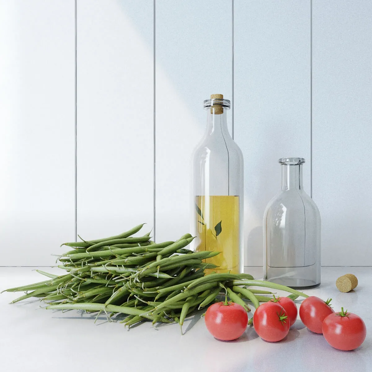 kitchen – Vegetables tomato asparagus bottle 3ds Max
