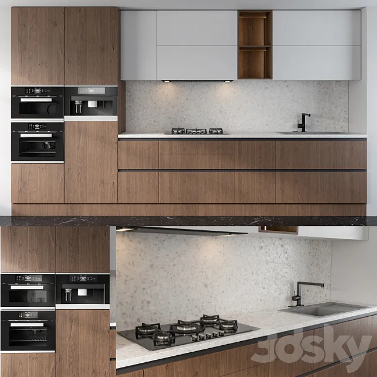 Kitchen white and wood 3DS Max