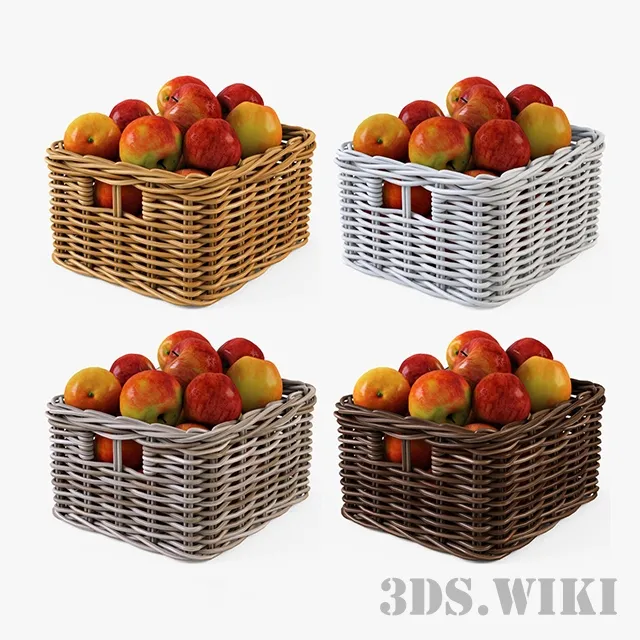 kitchen – Wicker basket with apples 3ds Max