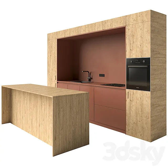 Kitchen with an island 3ds Max