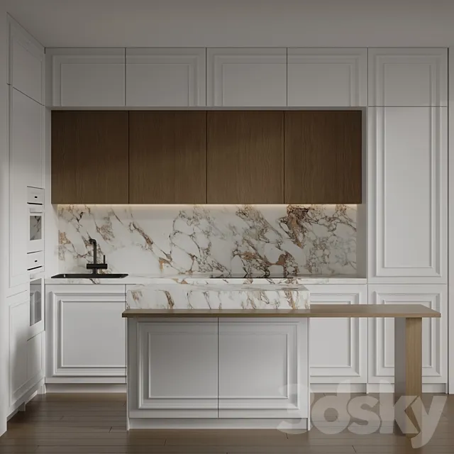 Kitchen with built-in MIELE appliances 3ds Max