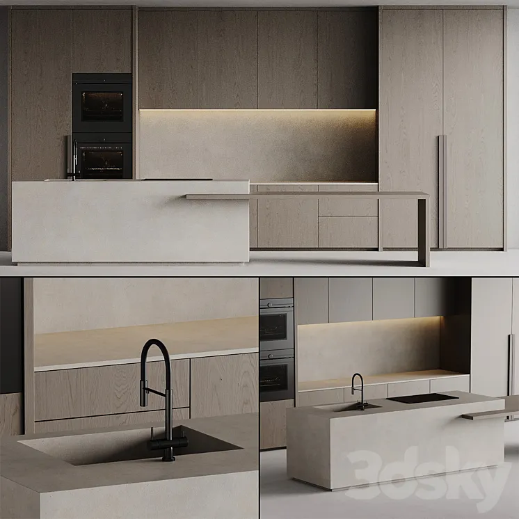 Kitchen with island 006 3DS Max Model