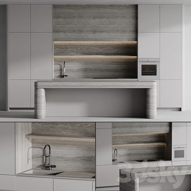 Kitchen with island 007 3DS Max Model