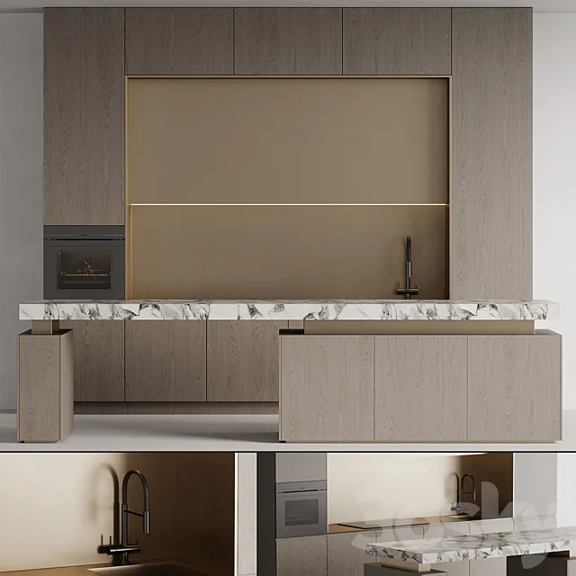 Kitchen with island 008 3DS Max Model
