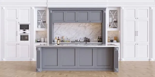 Kitchen wood stone oven fridge wine mixer 3dsMax Model