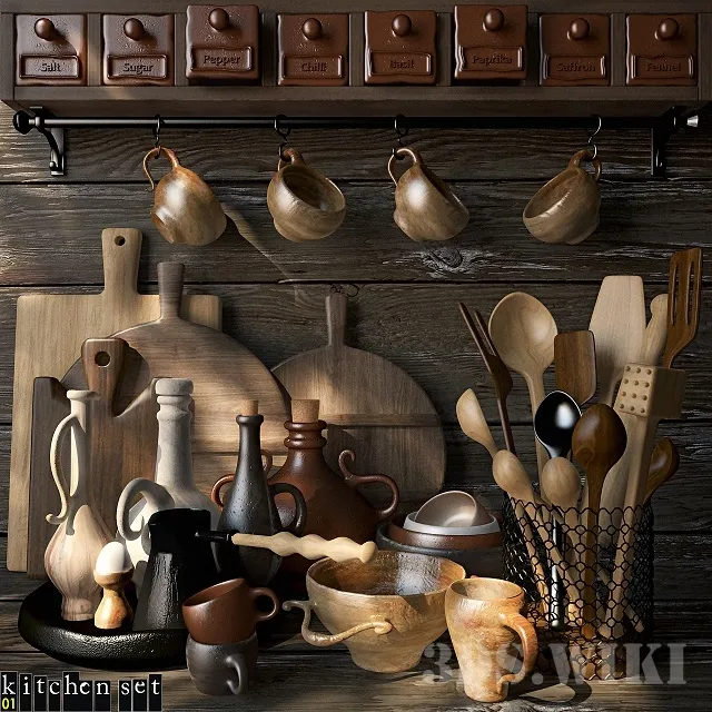 kitchen – Wooden kitchen set 3ds Max
