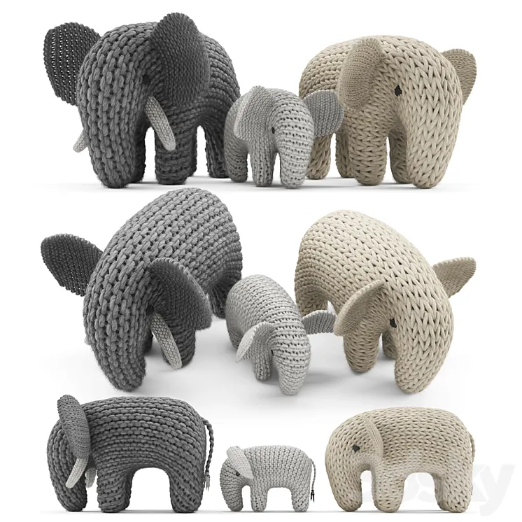 Knitted Elephants Toys 3DS Max