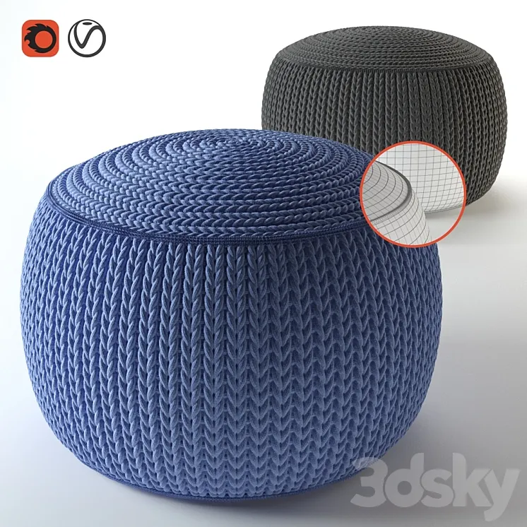 Knitted ottoman 3DS Max