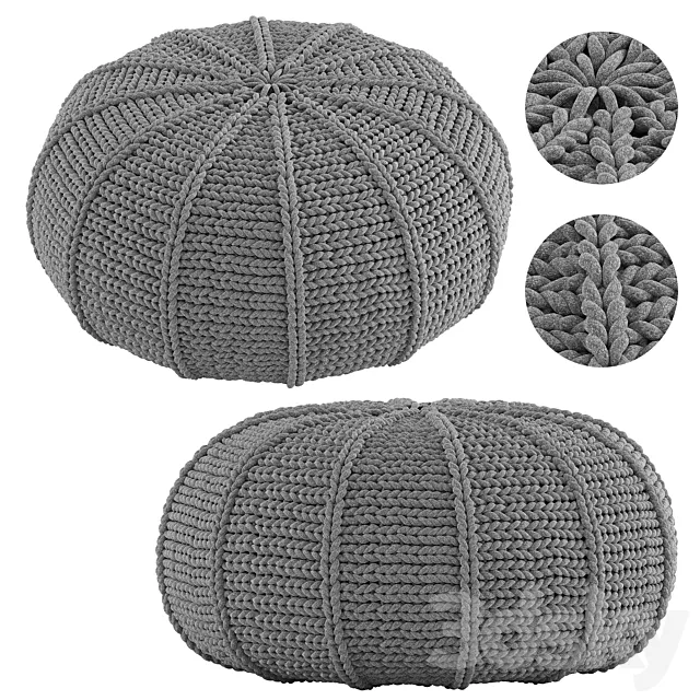 Knitted Pouf Zen Pebble 3ds Max