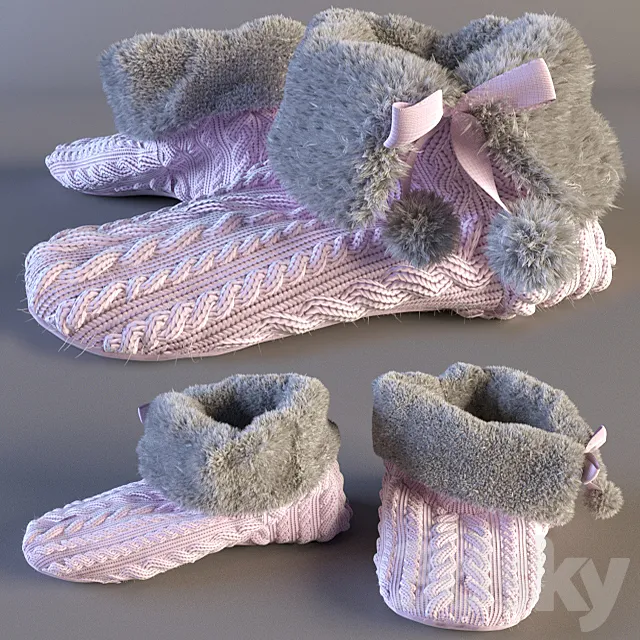 Knitted slippers 3ds Max