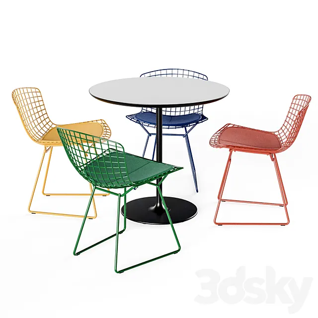 Knoll Bertoia Side Chair Arper Dizzy Table 3DS Max Model