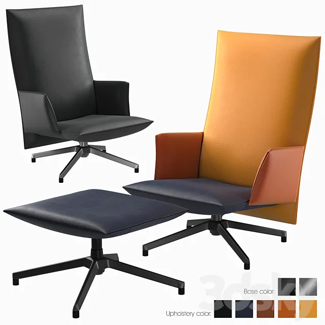 KNOLL Pilot armchair Upholstered + Ottoman 3DSMax File