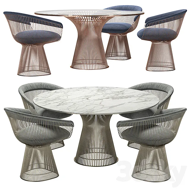 Knoll – Platner Dining Table & Chair 3ds Max