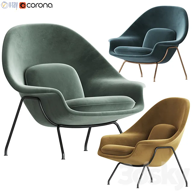 Knoll saarinen womb chair 3DS Max Model