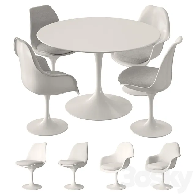 Knoll Tulip Table Set 3DS Max Model