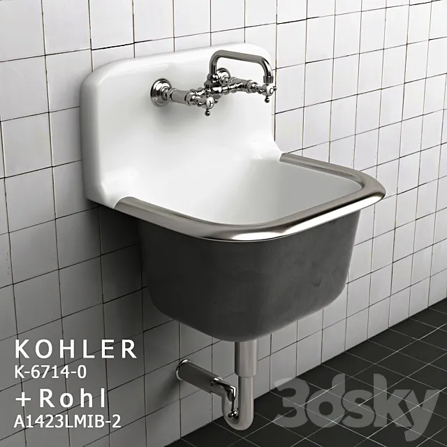 Kohler K-6714-0 + Rohl A1423LMIB-2 3ds Max