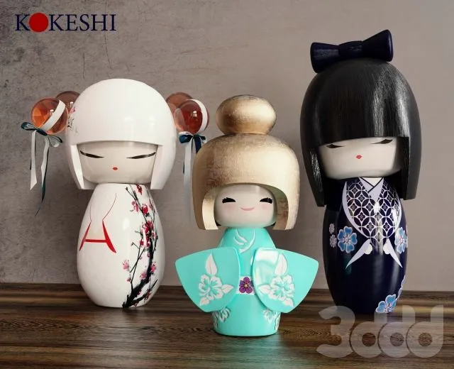 Kokeshi dolls 3dsMax Model