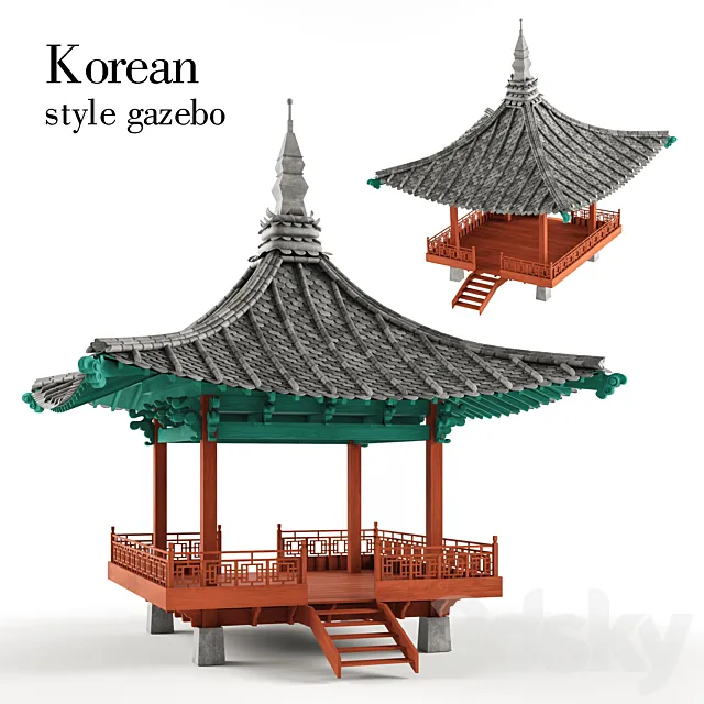 Korean style gazebo 3ds Max