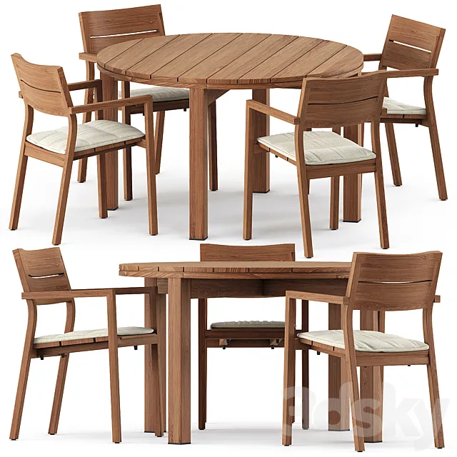 KOS armchair Table Kos Teak by Tribu 3ds Max