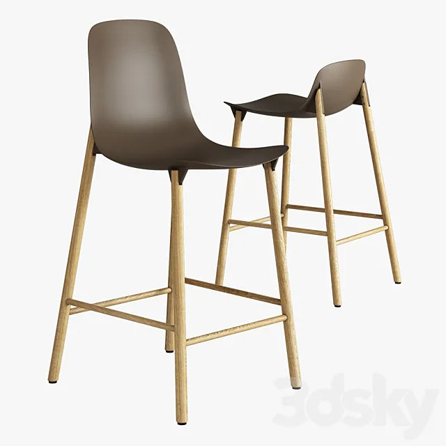 Kristalia sharky stool wood 3DS Max Model