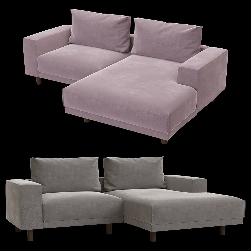 KULT  – 3-seater fixed sofa with a daybed Fran 3ds Max