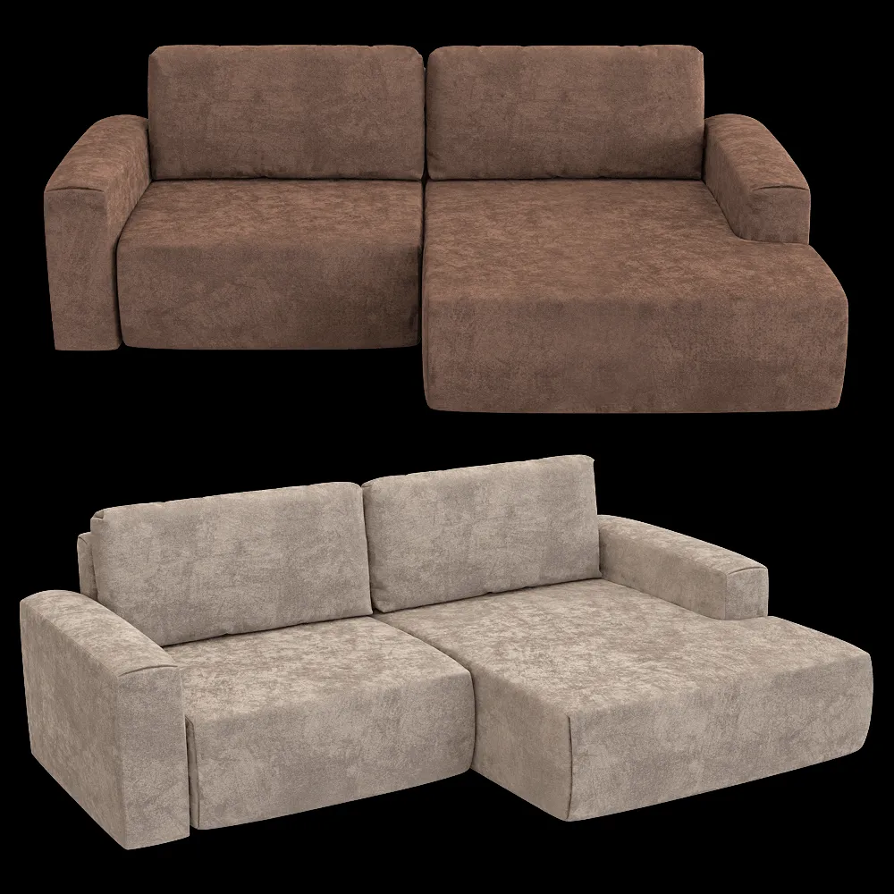 KULT  – 3-seater fixed sofa with daybed Aldo 3ds Max