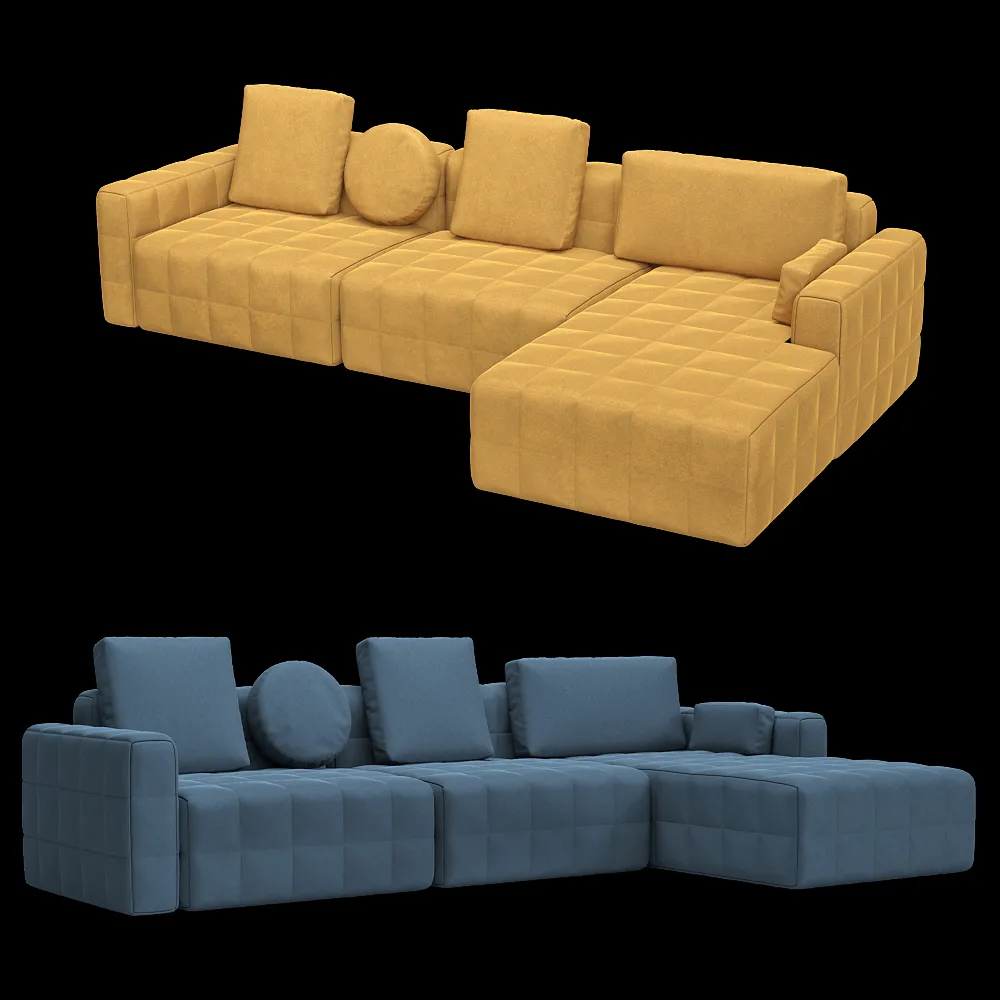 KULT  – 4-seater fixed sofa with a daybed Block 3ds Max