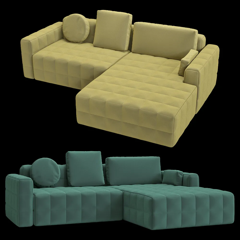KULT  – 4-seater fixed sofa with a daybed Block 3ds Max