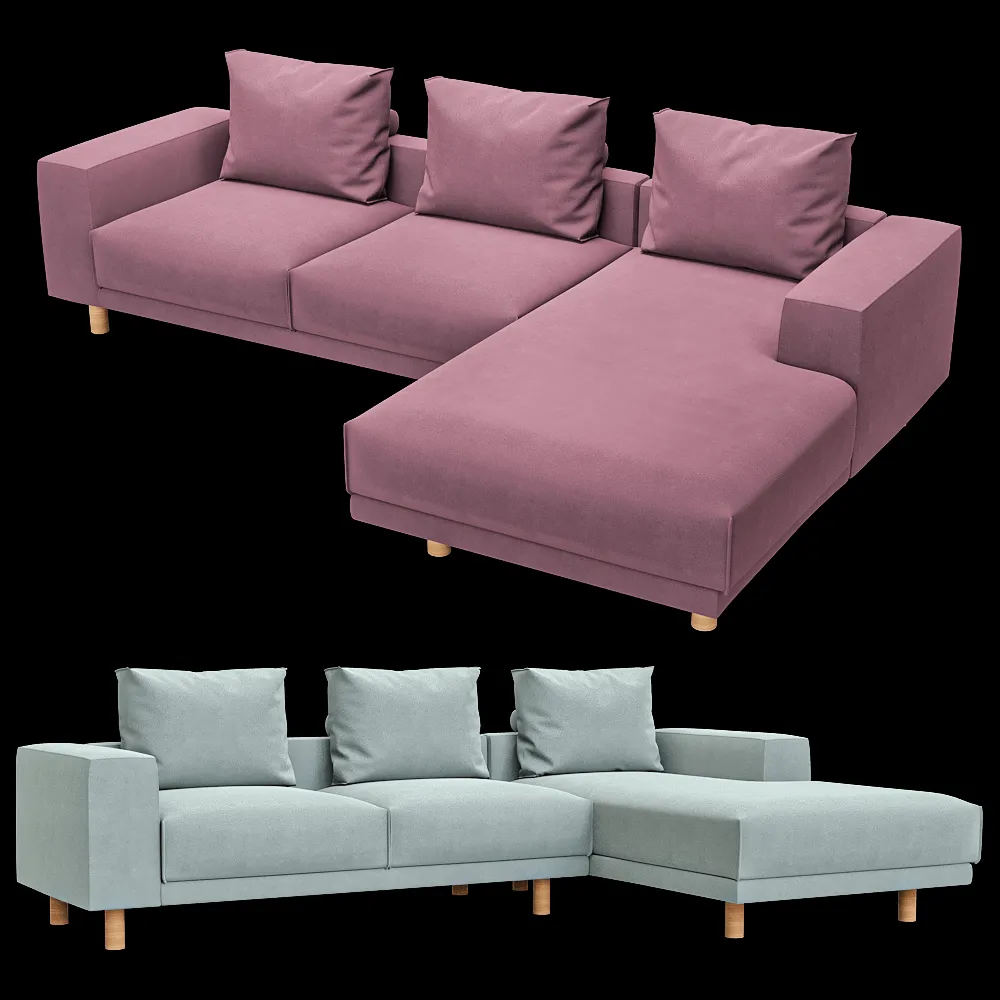 KULT  – 4-seater fixed sofa with a daybed Fran 3ds Max