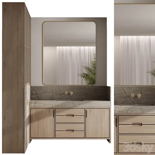 L-shaped Bathroom furniture by inbani faucet set 89 3dsMax Model