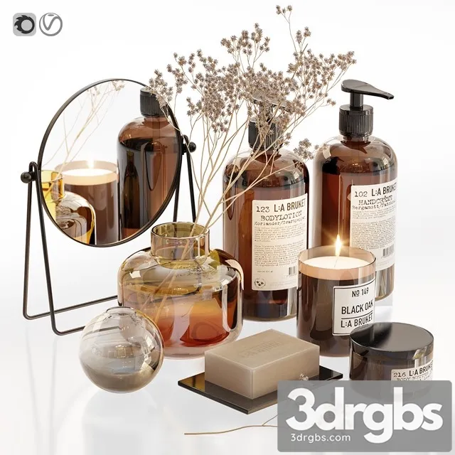 LA Bruket Decor Set for Bathroom with Dry Flowers 3dsmax Download