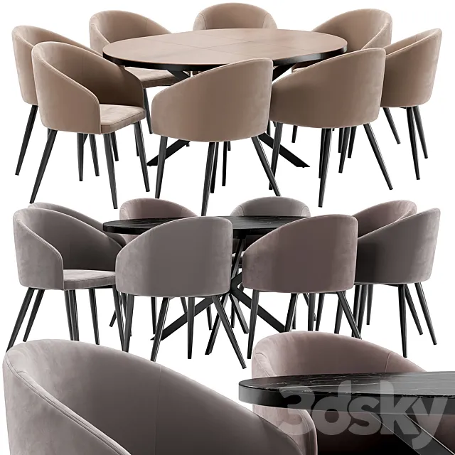 La fontain dining chair and Astra table 3ds Max