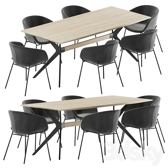 La forma table Amethyst & Zadine chair dining set 3DSMax File