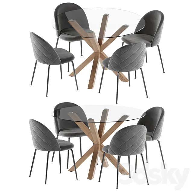 La forma table Arya & Mystere chair dining set 3 3DS Max Model