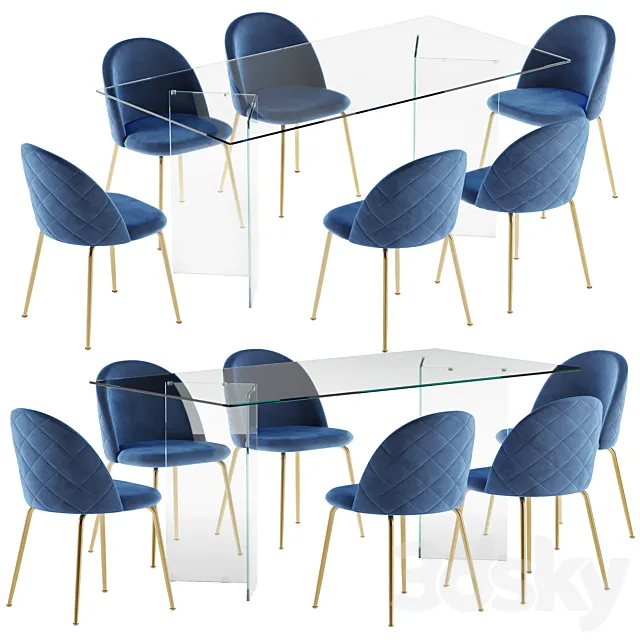 La forma table Burano & Mystere chair dining set 1 3ds Max