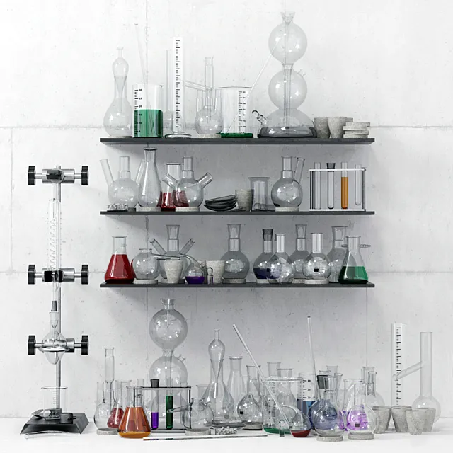 Laboratoria Chemistry set _ Labware 3ds Max