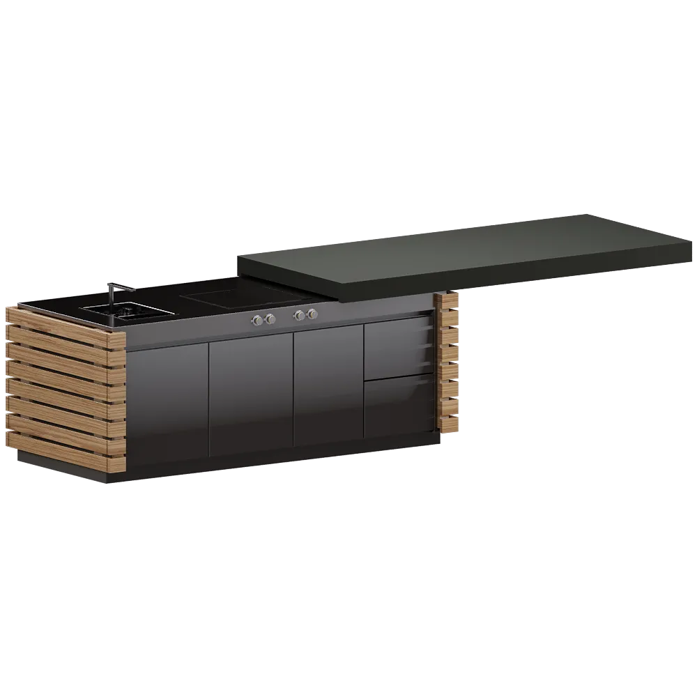 Laboratorio Mattoni – Integrated system for cooking and storage with sliding top Ludovica 3ds Max