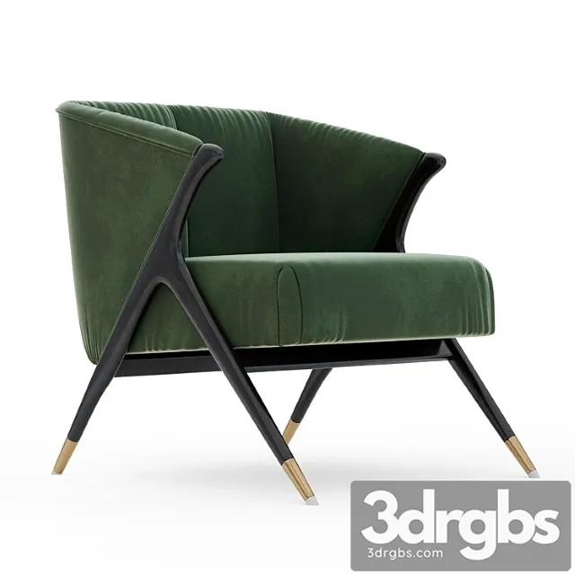 Lacquer wooden and velvet lounge armchair – 2