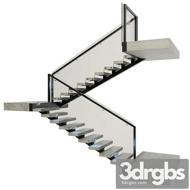 Ladder made of concrete metal and glass with backlight illuminated profi led ip44 3dsmax Download