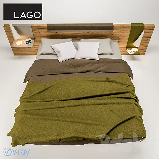 Lago Air Wildwood Bed + Bench 3DS Max Model