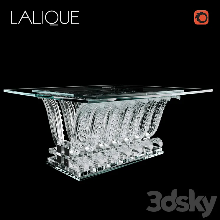Lalique Cactus rectangular table 3DS Max