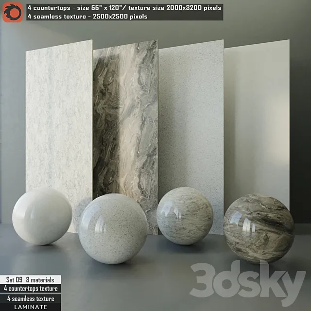 Laminate countertops & Seamless texture Set 09 3DS Max Model