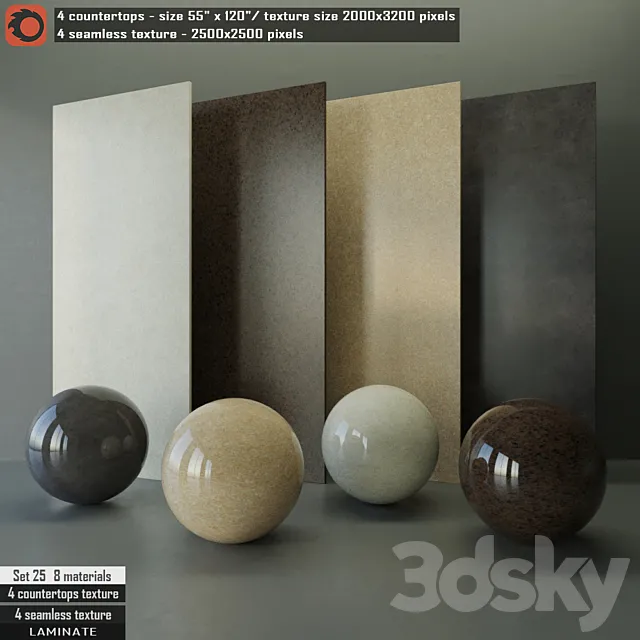 Laminate countertops & Seamless texture Set 25 3DS Max Model